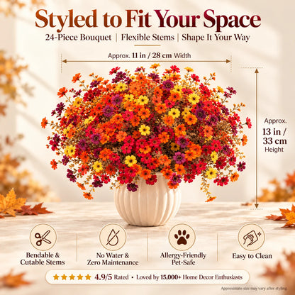 🧡🍂Artificial Autumn Violet Silk Flower Bouquet