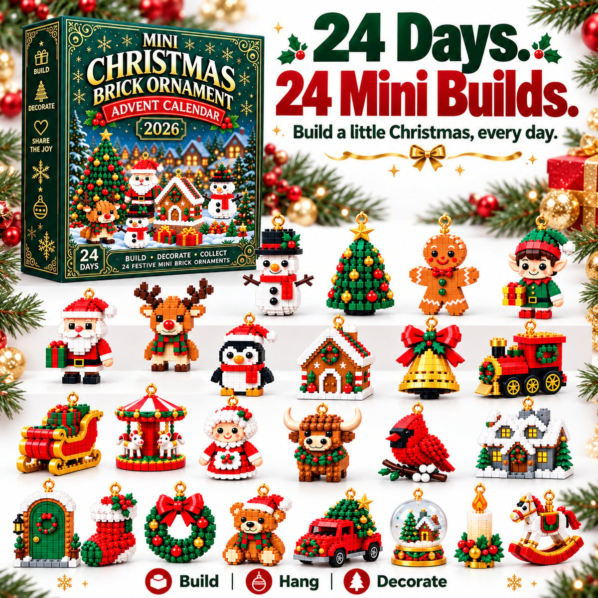🎅🔥LAST DAY 50% OFF ✨ Christmas Countdown Brick Building Advent Calendar For Families