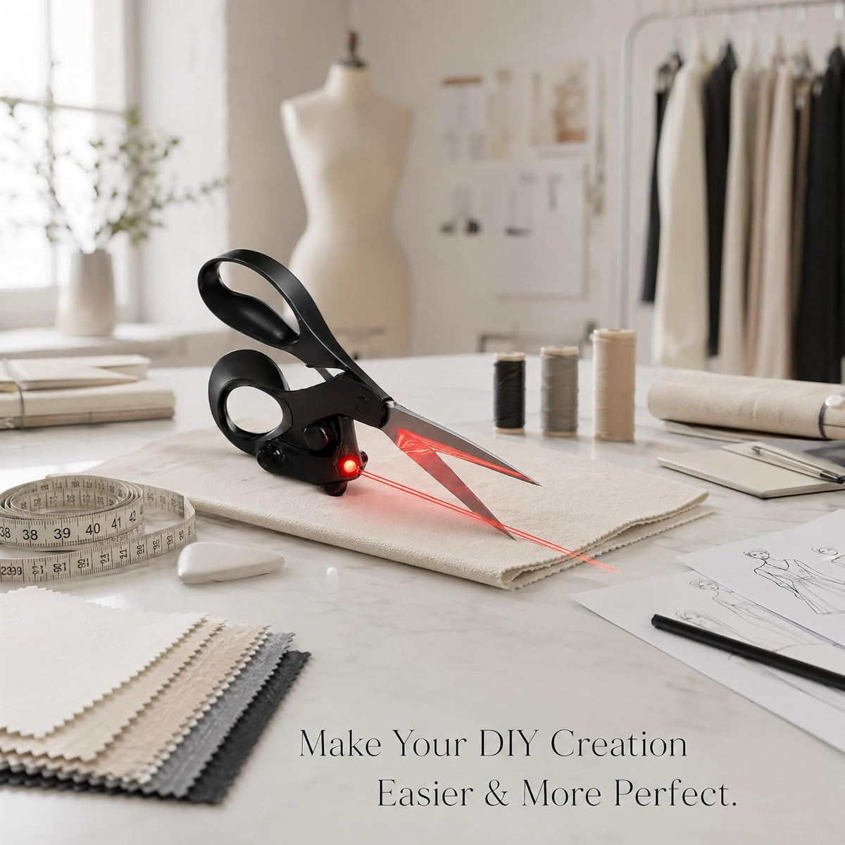 ✂️ Laser Guided Scissors – Precision Cutting Tool for Sewing, Crafts & DIY Projects