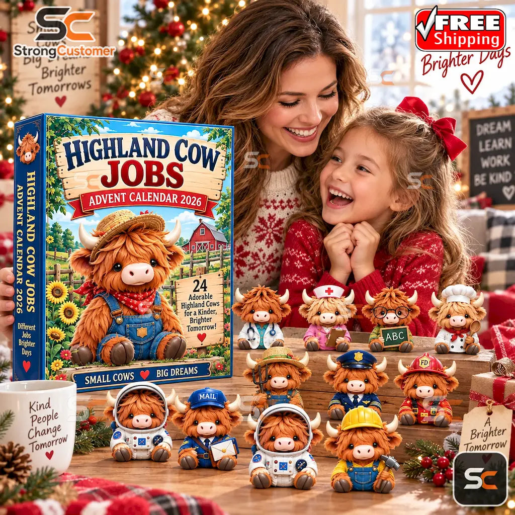 Highland Cow Jobs Advent Calendar 2026 Chritmas Gift