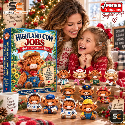 Highland Cow Jobs Advent Calendar 2026 Chritmas Gift